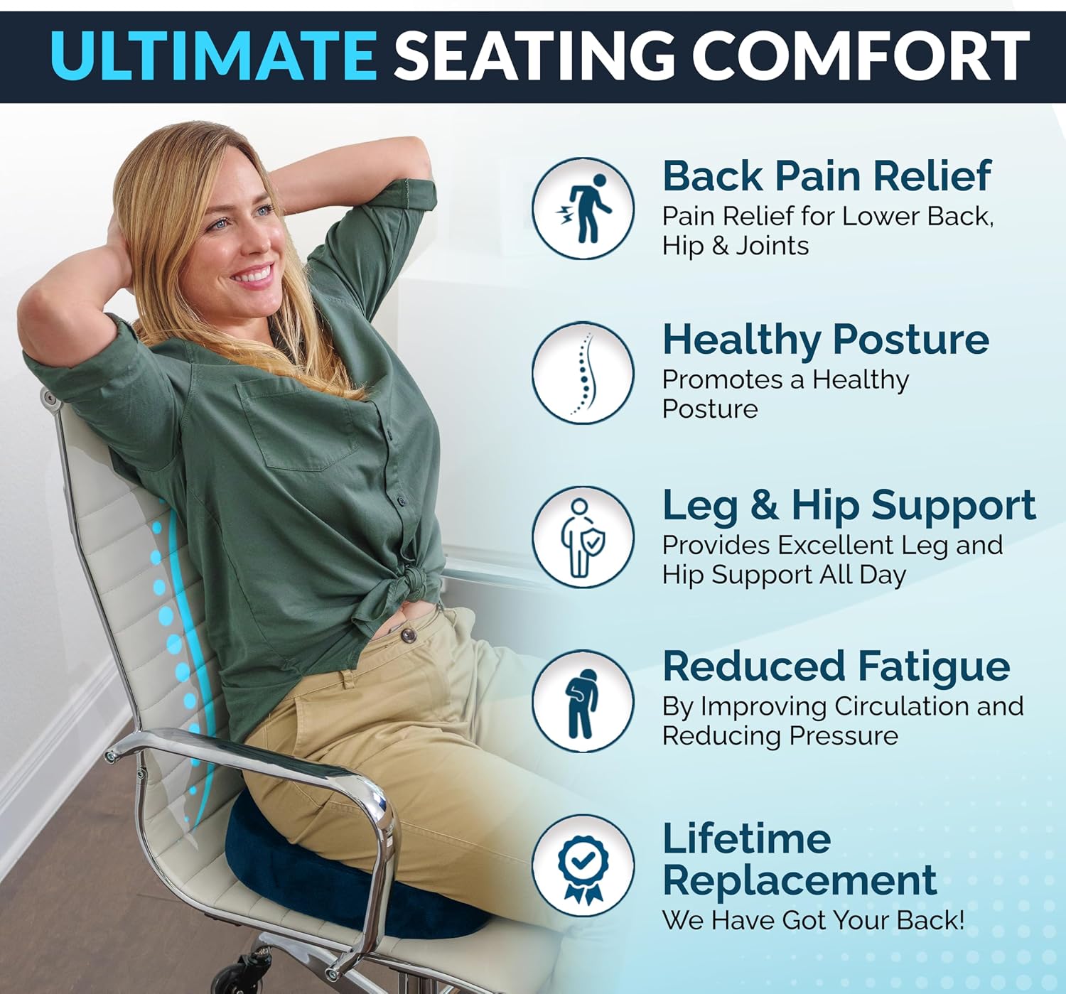 ComfiLife Gel Enhanced Seat Cushion – Office Chair Cushion – Non-Slip Gel & Memory Foam Coccyx Cushion for Tailbone Pain - Desk Chair Car S…