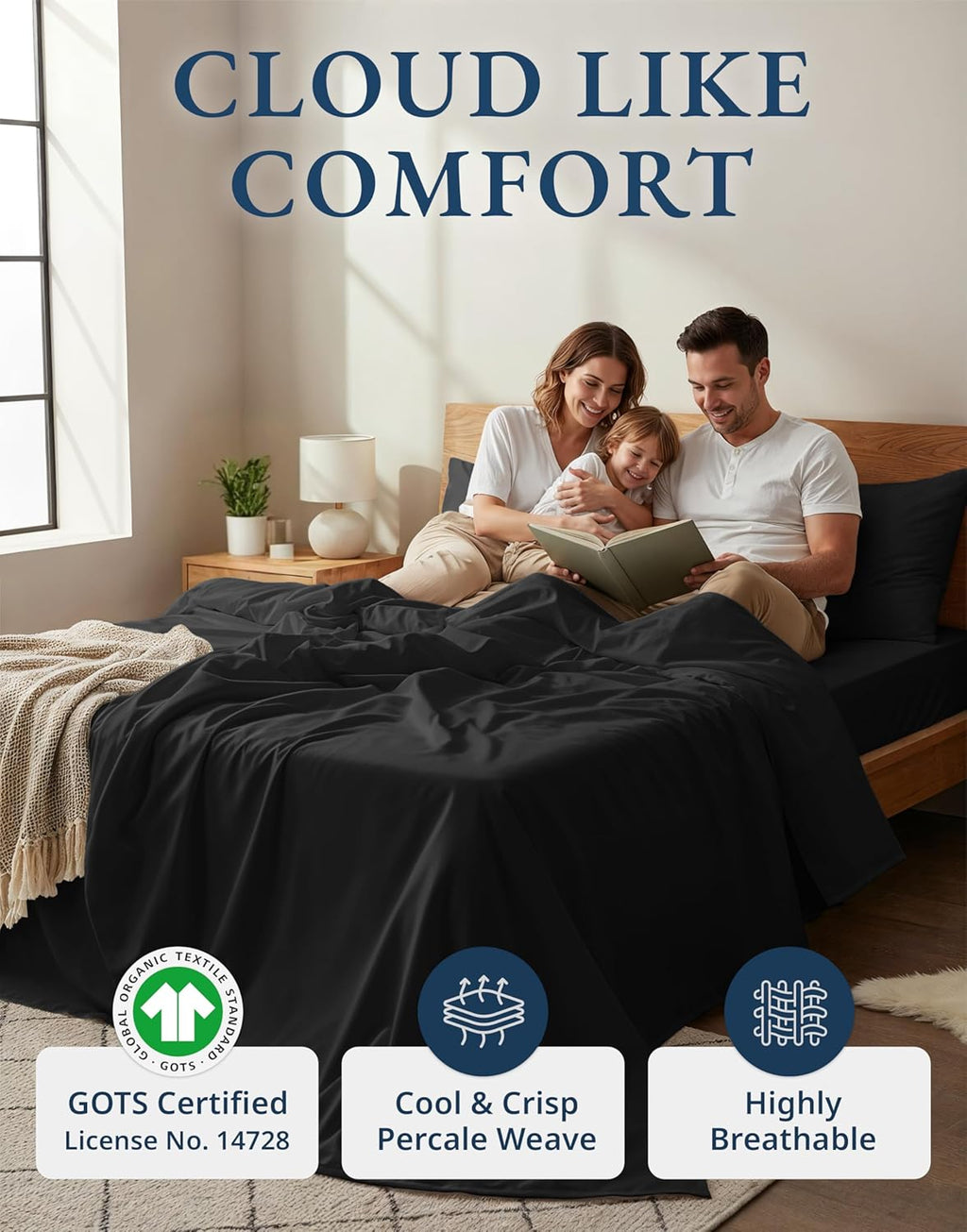 LaneLinen LANE LINEN 100% Organic Cotton Bed Sheets Extra Long Twin, Soft & Comfy Fully Elasticized Percale Perfect for Hospital Bed & Dorm…