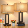 Tobusa Set of 2 Touch Control Table Lamps with 2 USB Ports&AC Outlet, 3-Way Dimmable Modern Nightstand Lamp Sets, Brown Bedside Desk Lamps…