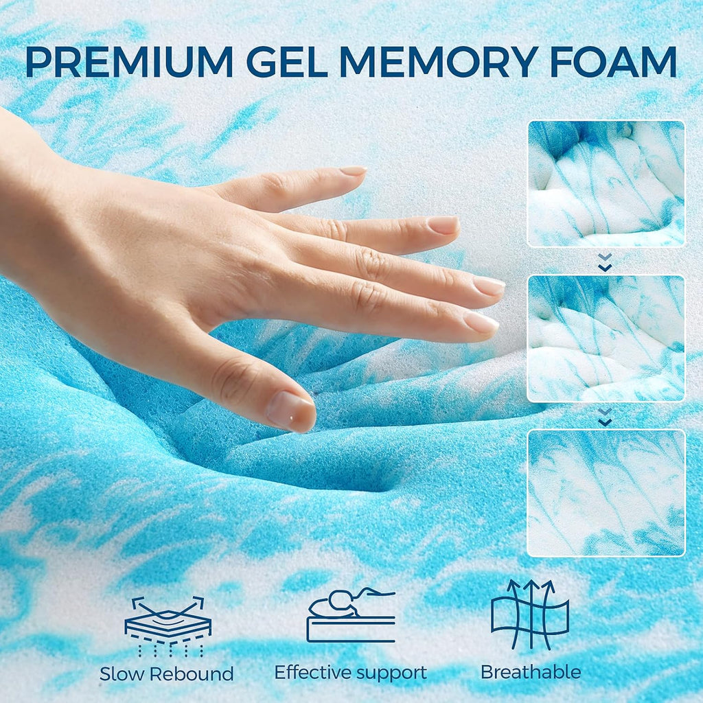 LovingLeashes Dual Layer 4 Inch Memory Foam Mattress Topper, 2 Inch Gel Memory Foam and 2 Inch Pillow Top Mattress Pad Cover for Bac…