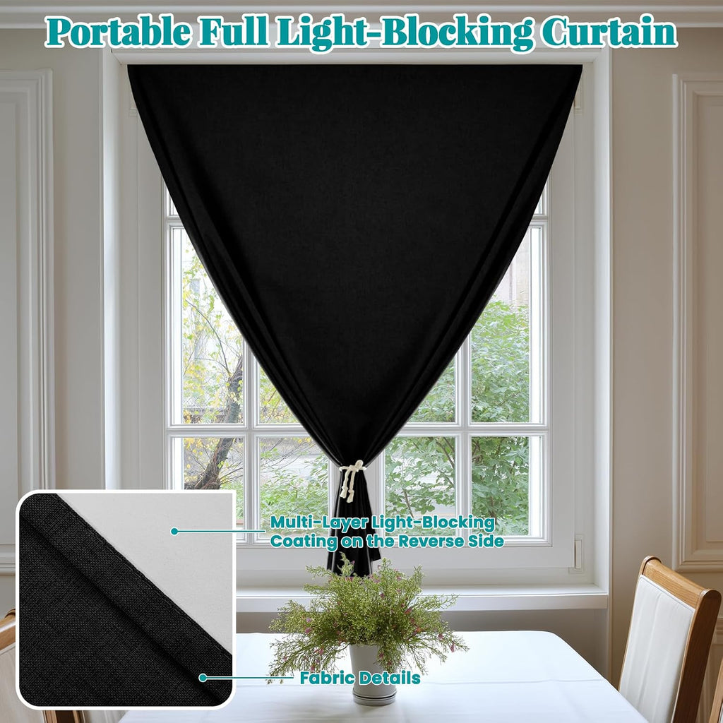 100% Blackout Self Adhesive Blackout Curtains- Stick on Curtains Shades Window Blinds Curtain No Rod Needed Easy to Hang Curtain, Use for…