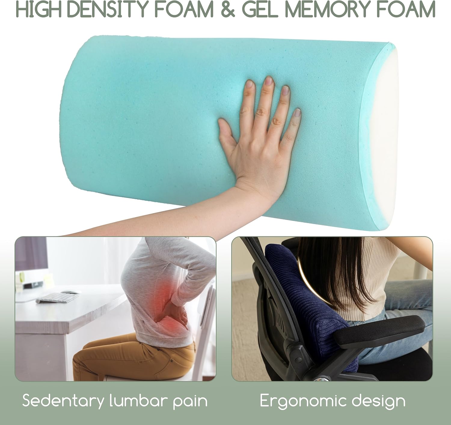 Higogogo Lumbar Support Pillow for Recliner Chair/Accent Chair/Couch, Memory Foam Back Support Cushion for Elderly, Recliner Cushions for B…