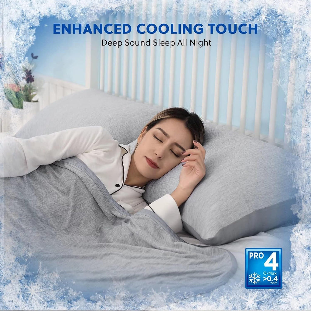 Homfine Cooling Pillowcase Body Size - Double Side Q-Max 0.439 Cooling Fiber for Pillow Protector, Breathable Long Cold Pillow Cover for Ho…