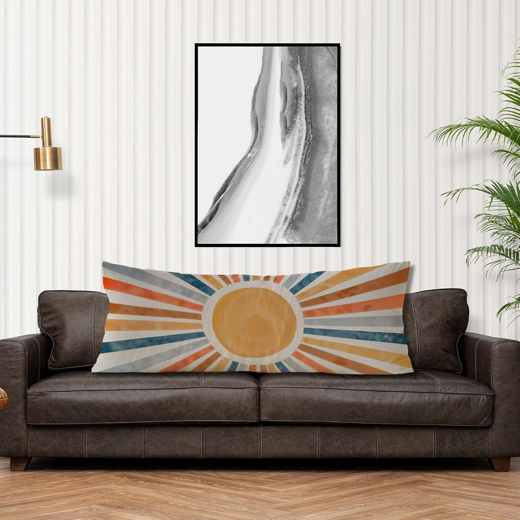 Boho Abstract Colorful Sun Body Pillow Covers 20x54, Boho Room Decor, Retro Mid Century Modern Sunrise Sunset Long Body Pillow Case Cover…