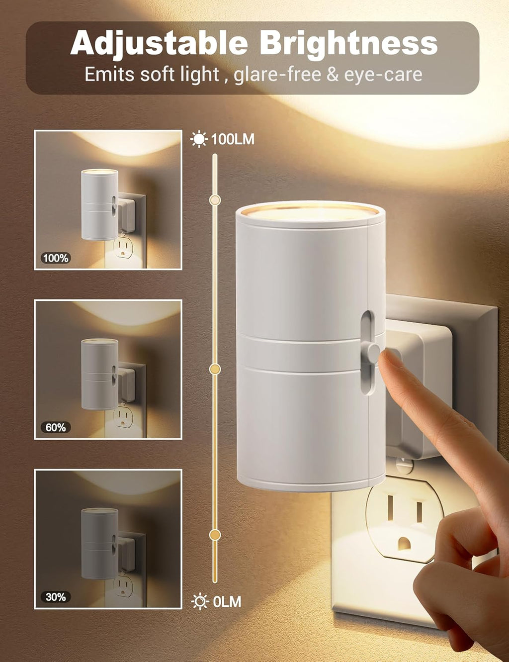 JandCase Night Lights Plug into Wall, Dimmable Night Light Plug in, Modern Night Light Dusk to Dawn Light Sensor, Warm White 3000K…
