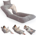 Higogogo Reading Pillow, Back Pillow for Sitting in Bed and Couch, Gaming Pillow for Adults, Sit Up Support for Bed, Grey Grey