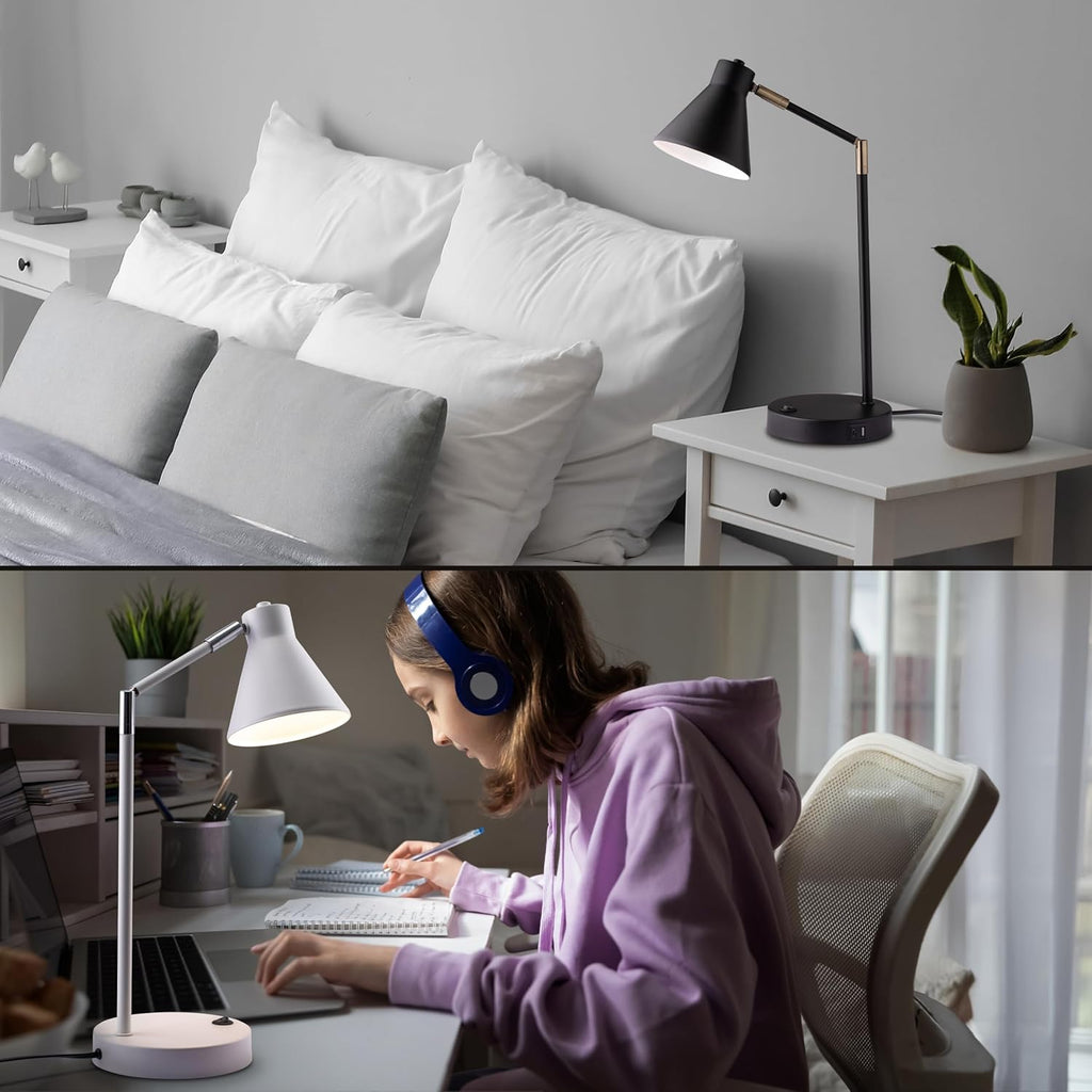 O'Bright Astrum - LED Desk Lamp with Dual USB Charging Ports, 100% Metal, 270 Degree Swivel Arms, Soft White Light (3000K), Bedside &…