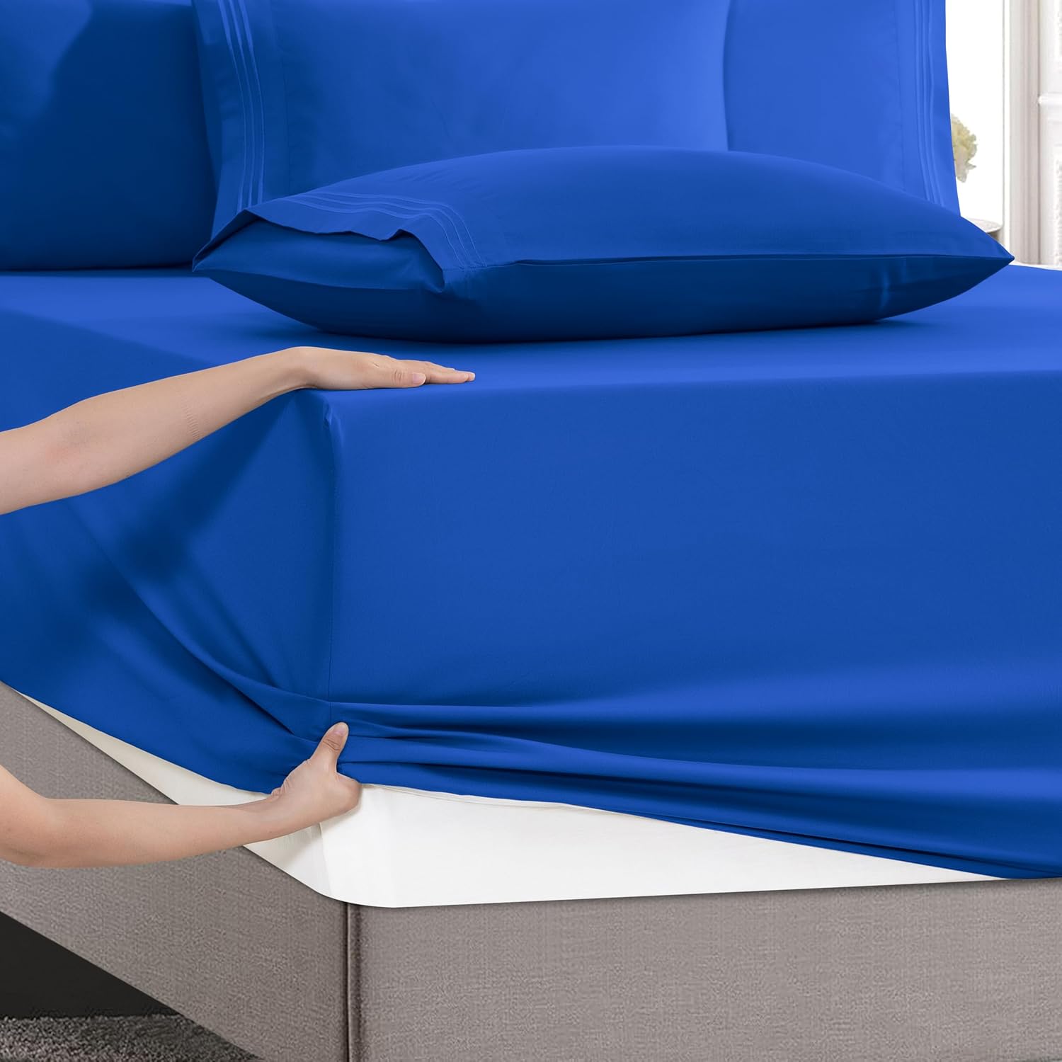 MocassiLuxuryBedding Mocassi Luxury 6-Piece Sheet Set, Ultra Soft 1800 Hotel Quality Microfiber Sheet Set, Fits Mattresses Up to 18 to 24 I…