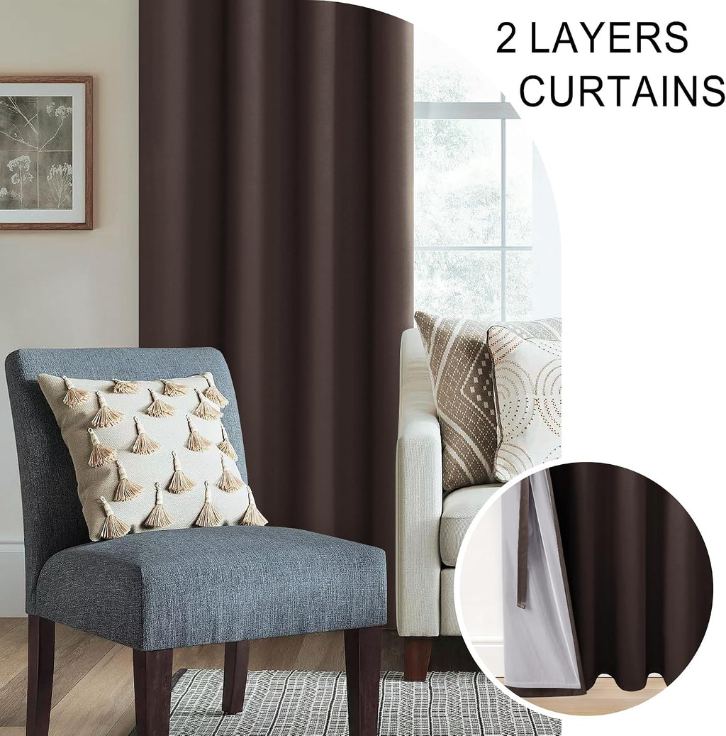 Xwzo 100% Blackout Curtains 54 Inches Long with Tiebacks- Thermal Insulated & Energy Efficiency Window Draperies Grommet Top with Black Lin…