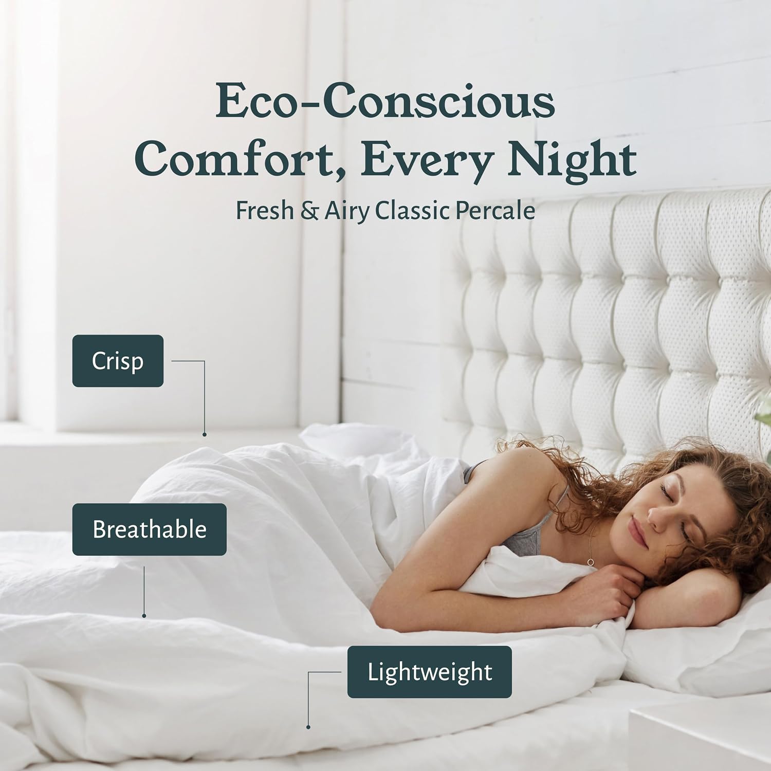 CaliforniaDesignDen California Design Den Pack of 2 100% Organic Cotton Percale Sheets Queen Size Set - Crisp and Breathable Percale, Deep…