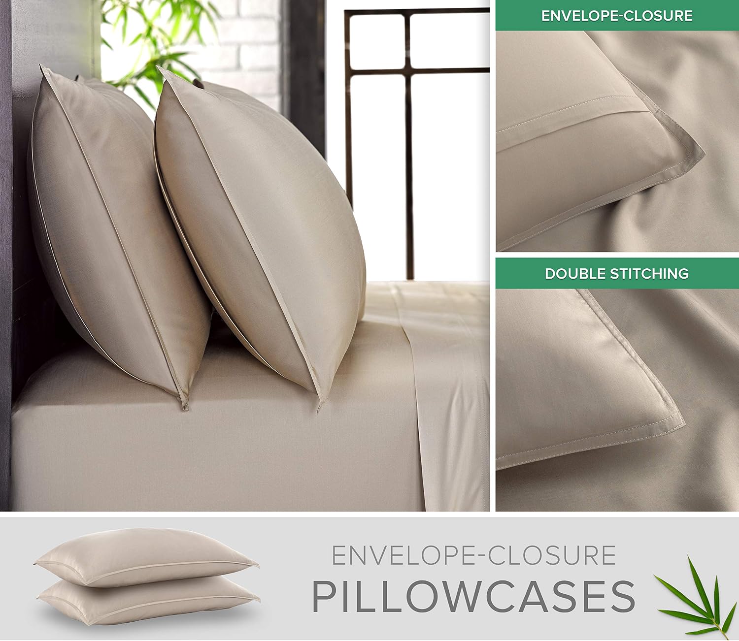 PureBamboo Pure Bamboo Full Sheets, Genuine 100% Organic Viscose Derived from Bamboo Bed Sheet Set, Luxuriously Soft & Cooling, Double Stit…