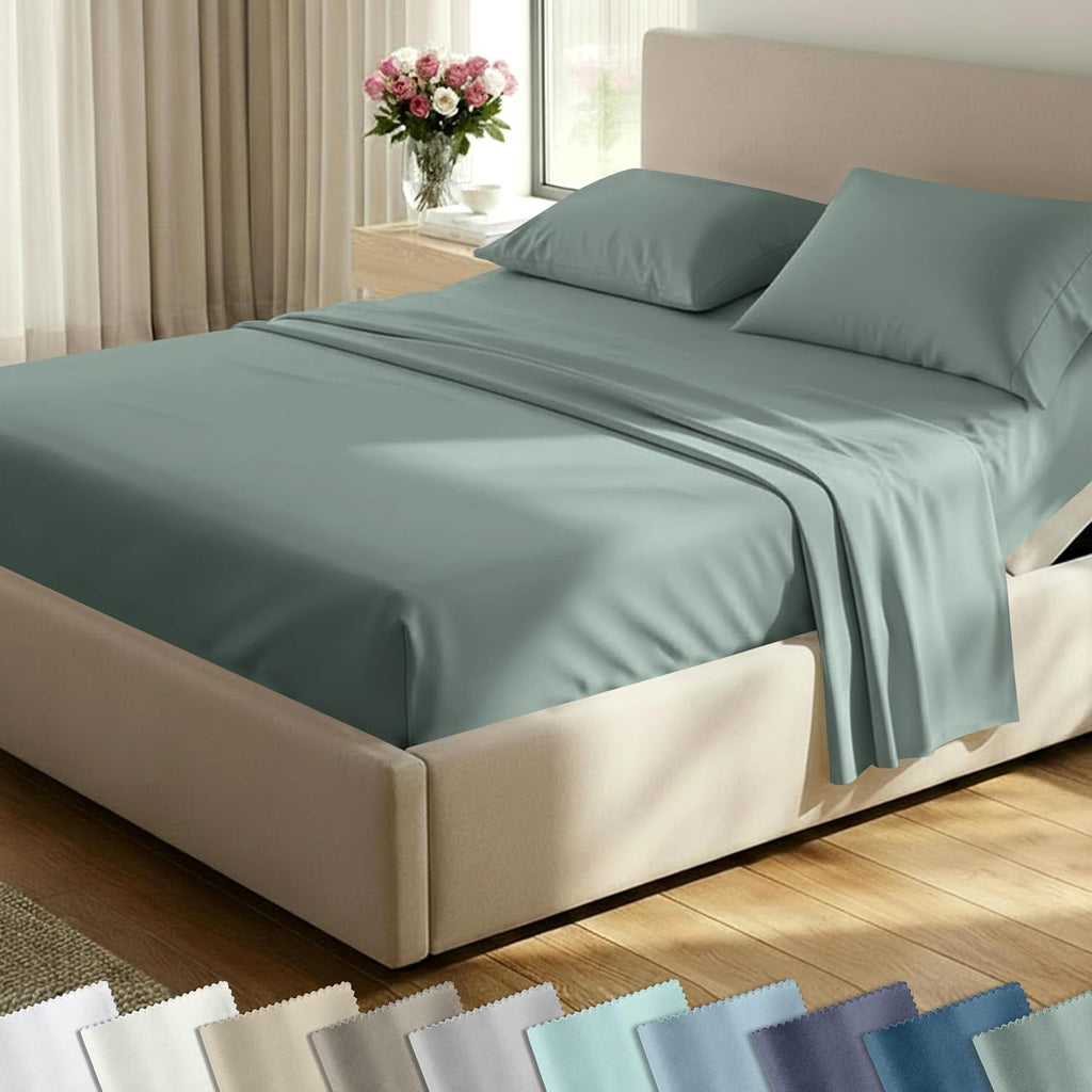 CaliforniaDesignDen California Design Den Soft 100% Cotton Bed Sheets Split King Set, 400 TC Good Housekeeping Award Winner, Silky Sateen W…