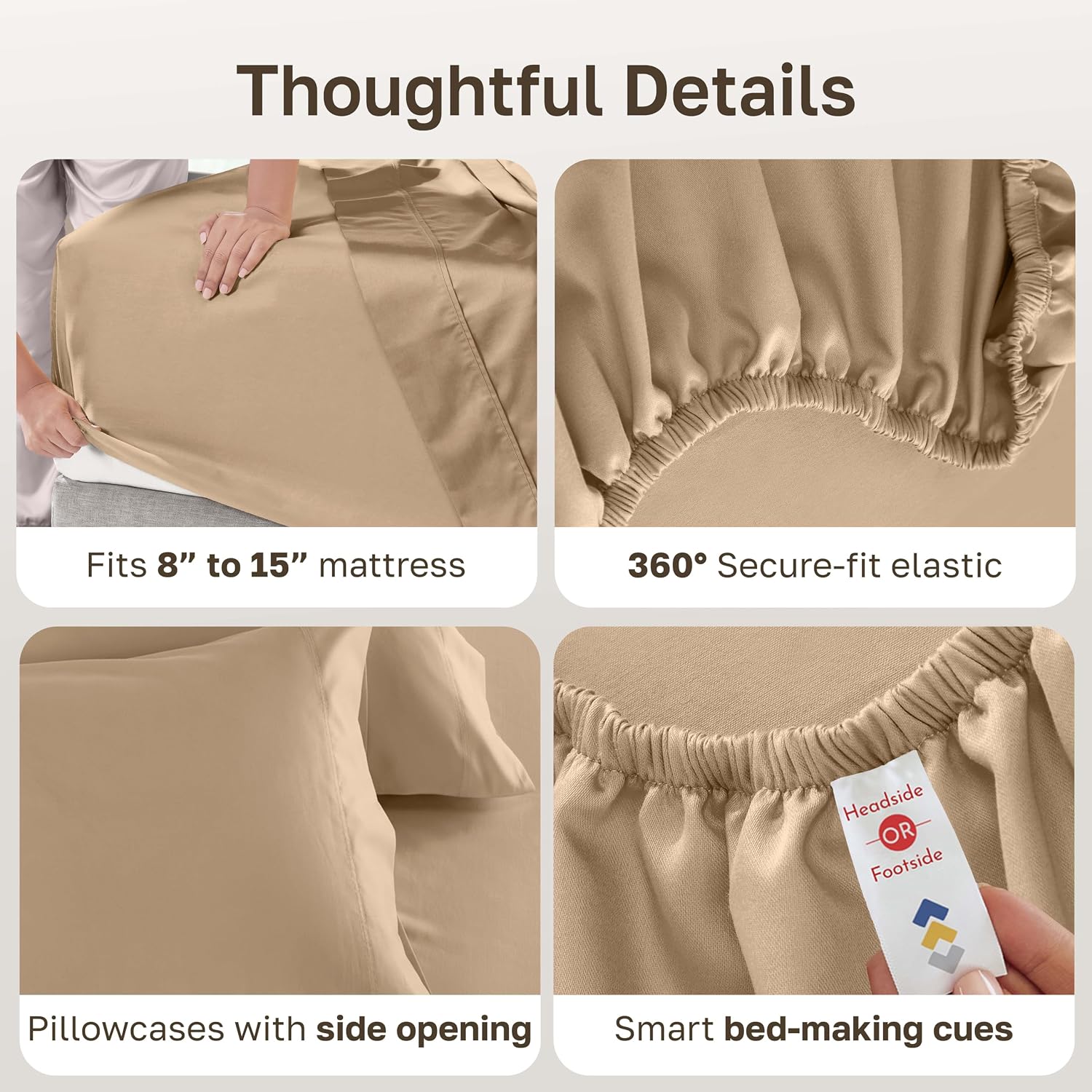 CaliforniaDesignDen California Design Den 100% Cotton Split King Sheets, 600 Thread Count Sateen, Soft, Cooling Cotton Sheets, Durable Bedd…