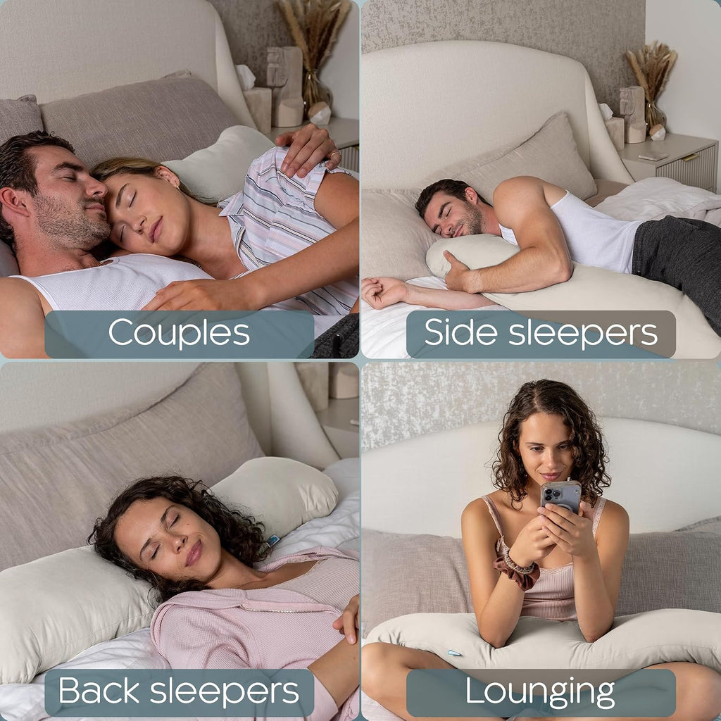 SleepCloud Weighted Body Pillow 8lbs - Weighted Pillow for Deeper Sleep (48" x 14") - Cooling Body Pillows for Adults, Side Sleeper Body…