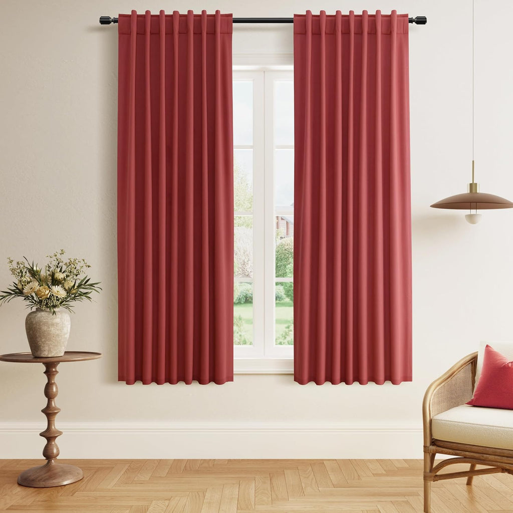 Guken 100% Blackout Linen Curtains 63 Inch Length 2 Panels Set for Living Room Bedroom Back Tab/Rod Pocket Thermal Insulated Black Out Drap…