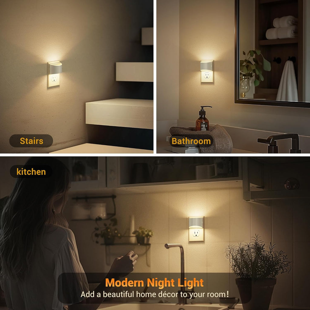 JandCase LED Night Lights Plug into Wall 2 Pack, Automatic Night Light, Dusk to Dawn Sensor Nightlight, 0-100LM Brightness Adjustable Night…