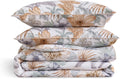 Puralens Tropical Floral Queen Size Duvet Cover Set 100% Cotton Percale, Palm Leaves Reversible Zipper White Duvet Covers, Soft Crisp Moder…
