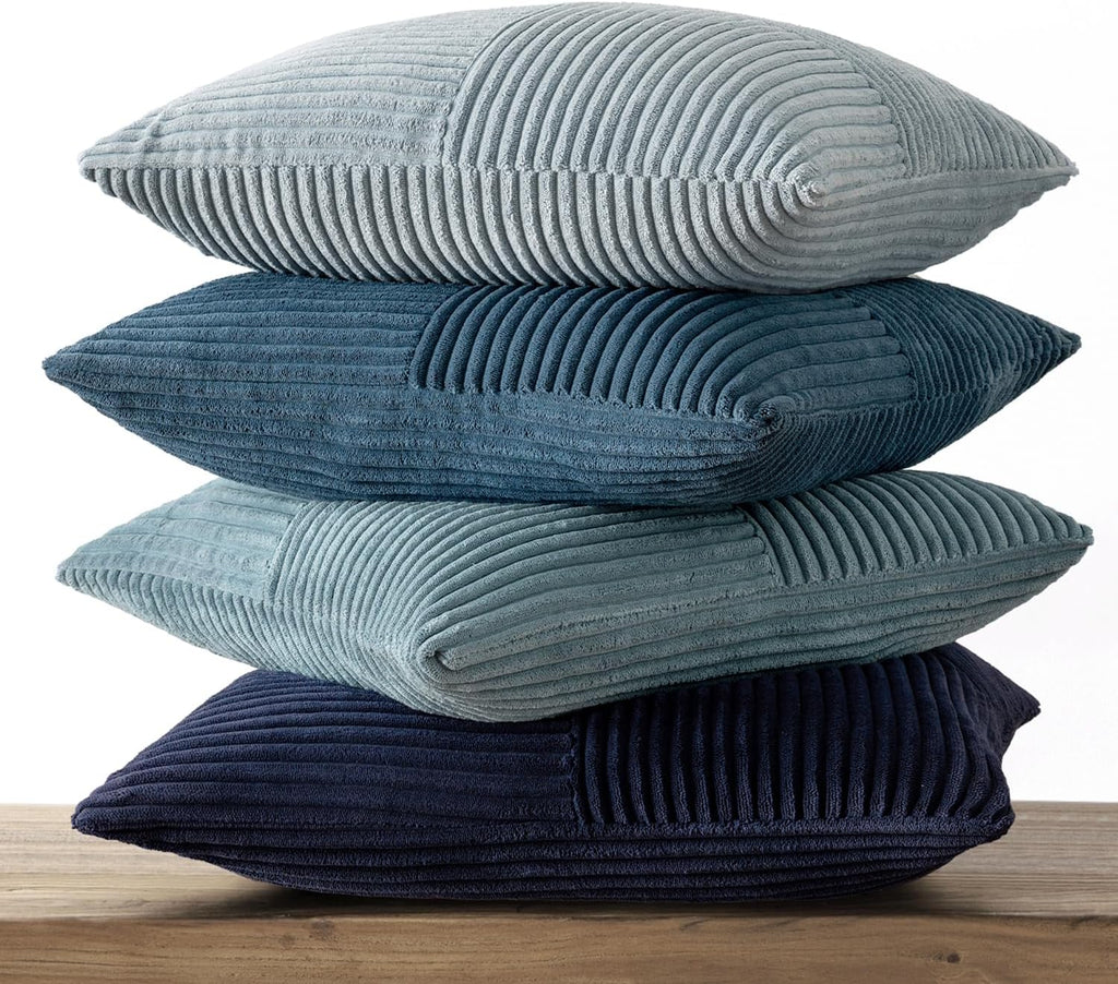 Miulee Dusty Blue Navy Farmhouse Throw Pillow Covers 20x20 Inch Set of 4 Boho Patchwork Gradient Cushion Cases Western Modern Pillow Cases…
