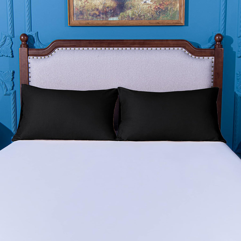 Ntbay Standard Pillowcase Set - 2 Pack Brushed Microfiber 20x26 Pillowcases - Soft, Wrinkle-Free, Fade-Resistant, Stain-Resistant, Black Pi…