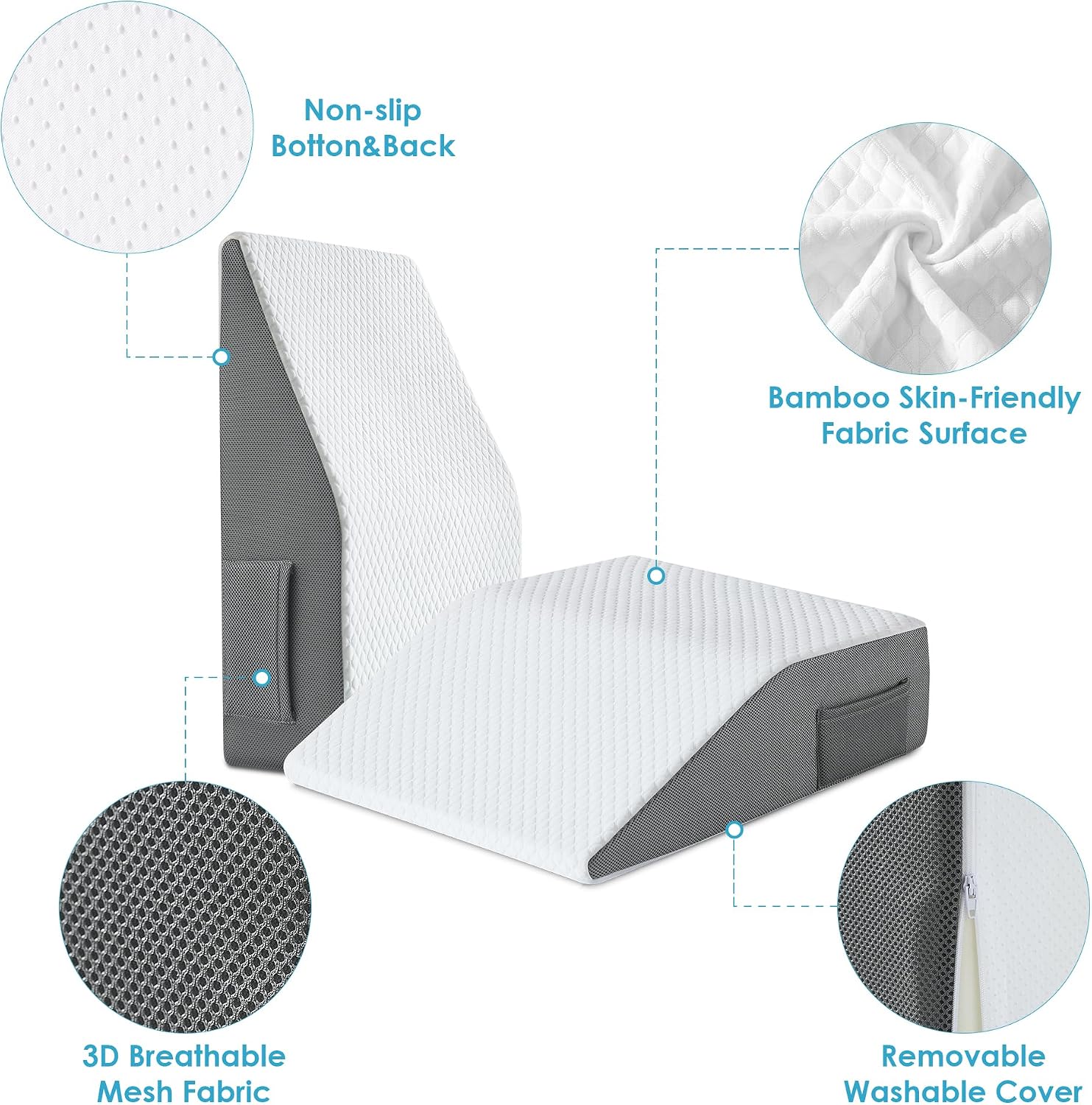 Cozymaker 6" Leg Elevation Pillows for Swelling, Cooling Gel Memory Foam Wedge Pillows for After Surgery, Sciatica Back Knee Hip Ankles, L…