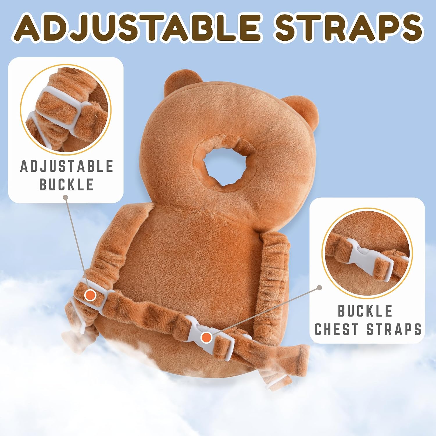 Baby Head Protector Backpack (9 to 24 Months) - Cute Head Guard Pillow with Knee Pads and Socks, Baby Shower Gift, Baby Safety Set…