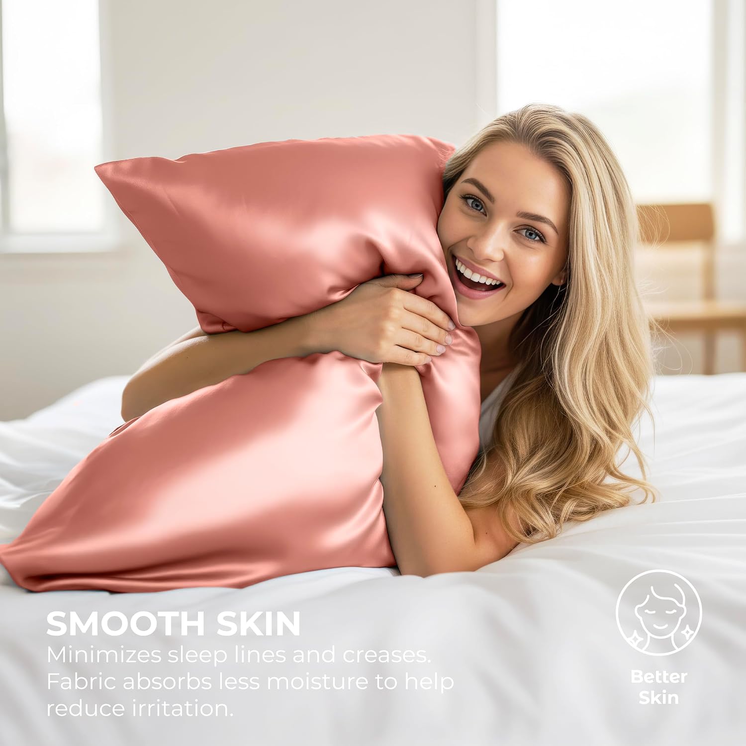 PureBedding Pure Bedding Satin Pillowcase 2 Pack - Queen Size (20"x30", Blush Pink) - Silky Pillow Cases for Hair and Skin - Satin Pillow C…