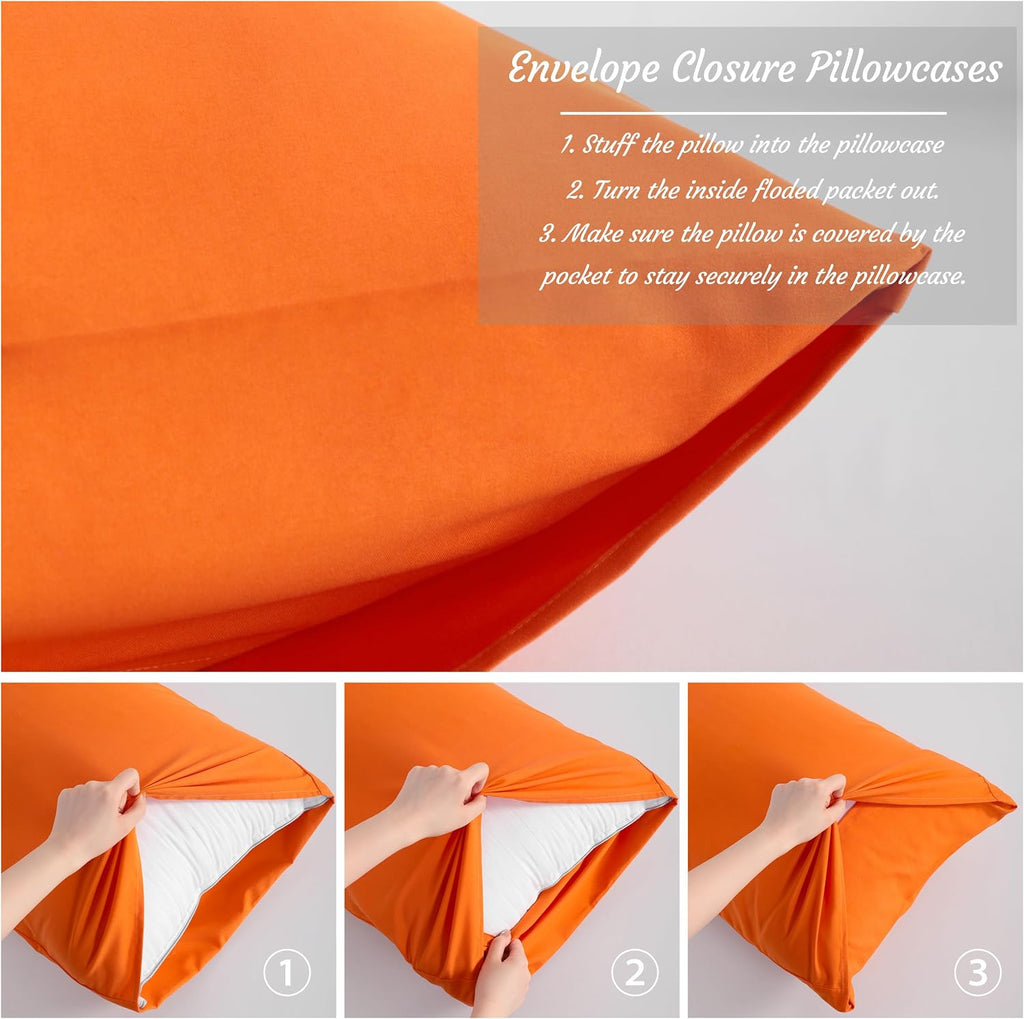 Ntbay Toddler Pillow Cases Set of 2, 2 Pack Brushed Microfiber 14x20 Pillow Cases, Soft, Wrinkle, Fade, Stain Resistant Orange Pillow Cases…