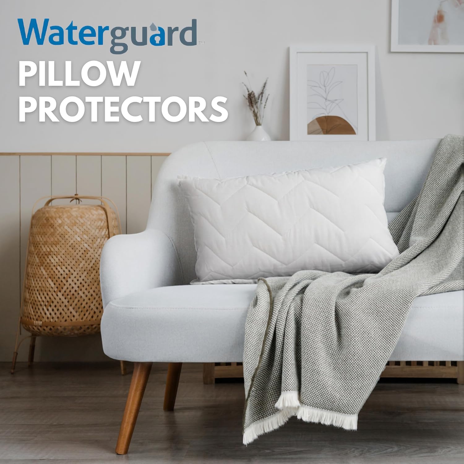 Waterguard Waterproof Pillow Protectors Quilted, Zippered Pillow Cases, 100% Cotton Top, Microfiber Filled Pillow Covers, Queen Size…