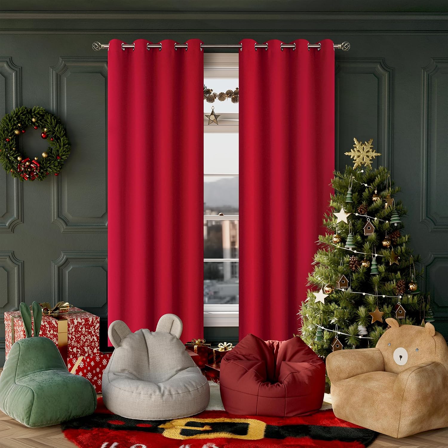 BGment Christmas Room Darkening Curtains 84 Inches Long - Grommet Thermal Insulated Drapes Window Treatment Curtains for Bedroom, 2 Panels,…