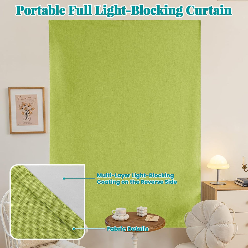 100% Blackout Adhesive Blackout Curtains- Self Stick Shades Window Blinds Curtains No Rod Needed Easy to Hang Curtain, Use for Bedroom…