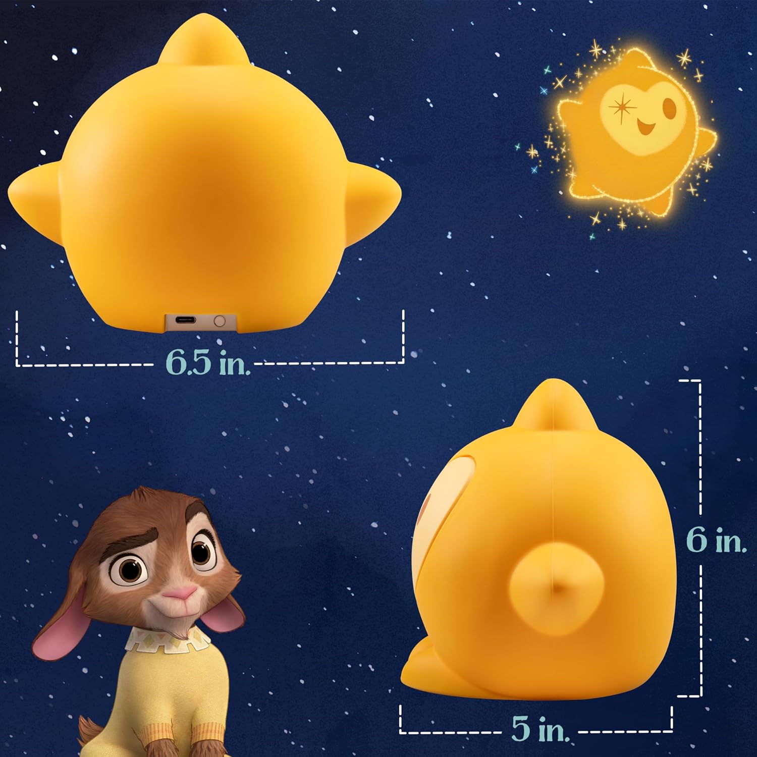 Disney Wish Squishy Light, Night Light for Kids, USB Lamp, Battery Operated, Dimmable, Star Light Ideal for Bedroom, Playroom, Living…