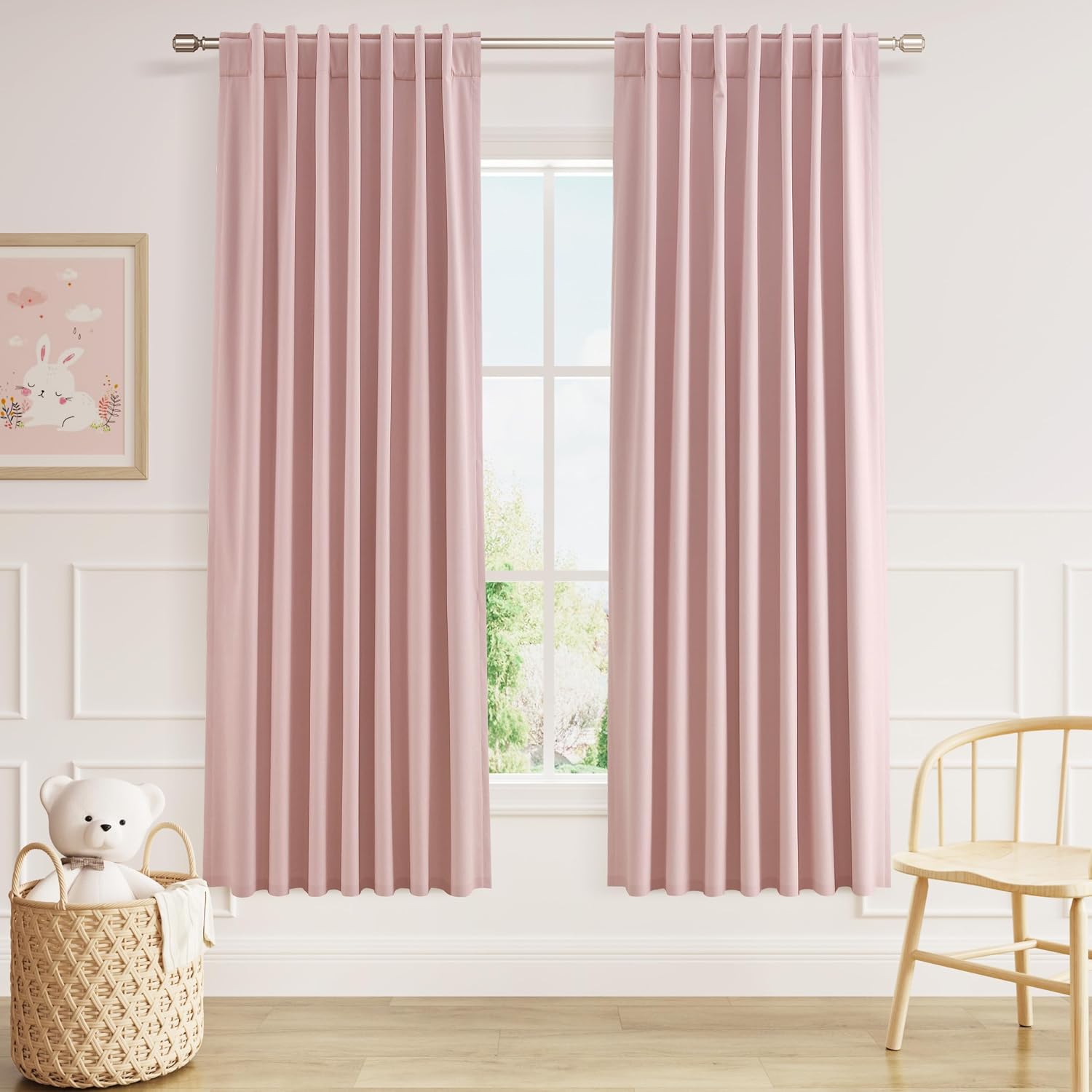 Guken 100% Blackout Linen Curtains 72 Inch 2 Panels Set for Girl's Bedroom, Living Room, Nursery, Back Tab Thermal Insulated Black Out Drap…