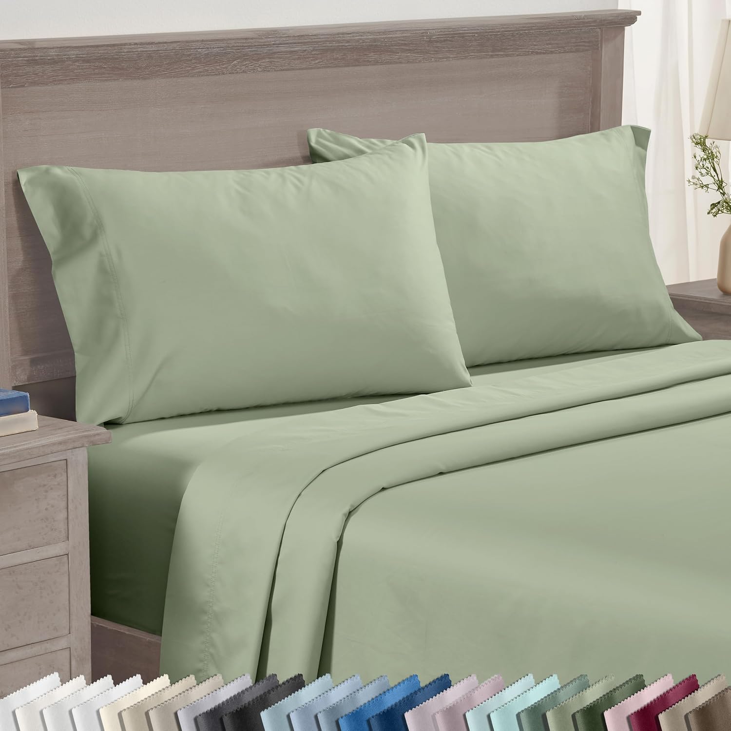 CaliforniaDesignDen California Design Den King Pillowcases Set of 2-600 Thread Count Sateen, Natural 100% Cotton King Size Pillow Case Pair…