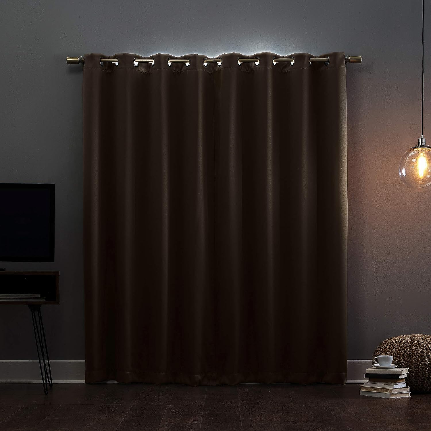 Sun Zero Nordic Theater Grade Extreme 100% Blackout Grommet Curtain Single Panel, 52" x 54", Taupe