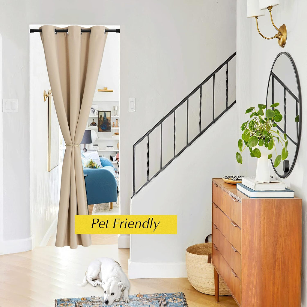 Nicetown Temporary Door Window Curtain, Privacy Doorway Curtain for Room Divide Grommet Portable Closet Thermal Insulated Accordian Door Cu…