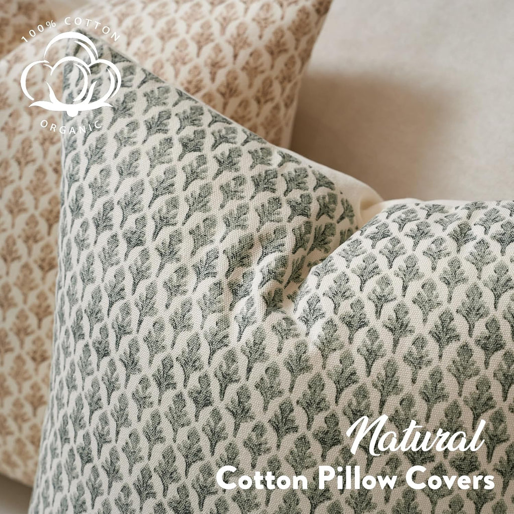 Fiouovohome FIOUOVO Floral Pillow Covers 24x24 Pillow Cover Block Print Couch Pillows for Living Room Decorative Neutral Accent Throw Pillo…