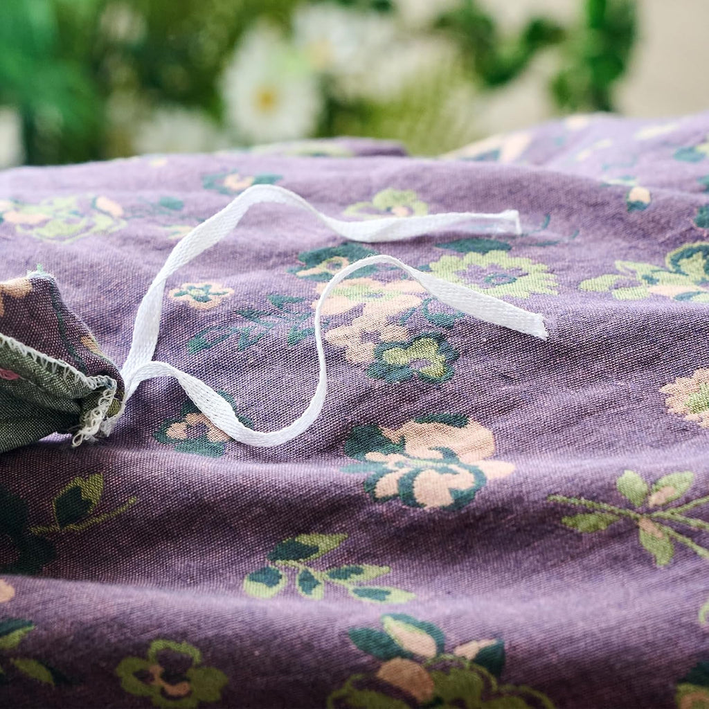 mixinni Vintage Floral Duvet Cover King Set - Purple & Green Reversible Jacquard, 100% Yarn-Dyed Double-Layer Cotton, Breathable Luxury Bed…
