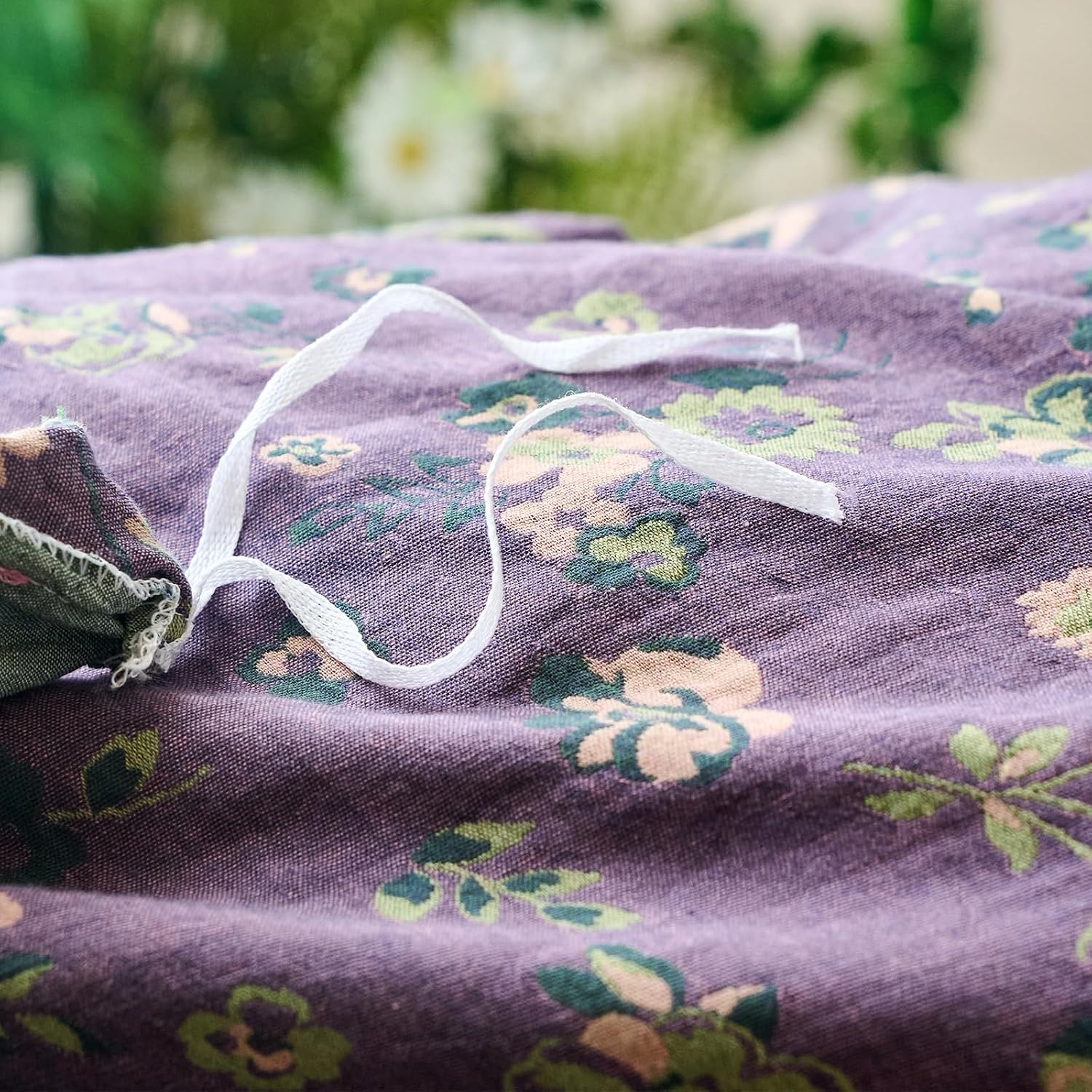 mixinni Vintage Floral Duvet Cover Queen Set - Purple & Green Reversible Jacquard, 100% Yarn-Dyed Double-Layer Cotton, Breathable Luxury Be…