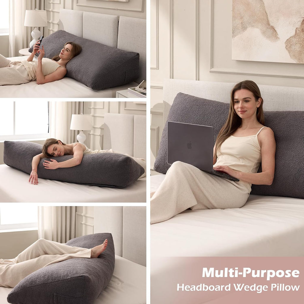 MuaMelop Headboard Pillow Twin, Triangle Bed Wedge Pillow for Headboard, Backrest Pillow for Sitting up, Reading, Working, Headboard Daybed…