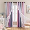 Addsomecolortolife XiDi Dream Star Blackout Curtains for Kids Rooms Girls Princess Curtain for Bedroom Window 84 inches Long (Grey Pink Pur…