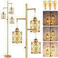 ROTTOGOON 68" Gold Floor Lamp, Dimmable Industrial Floor Lamps for Living Room, 3 Light Rustic Standing Tall Lamp Including 3 PCS 6W E26…