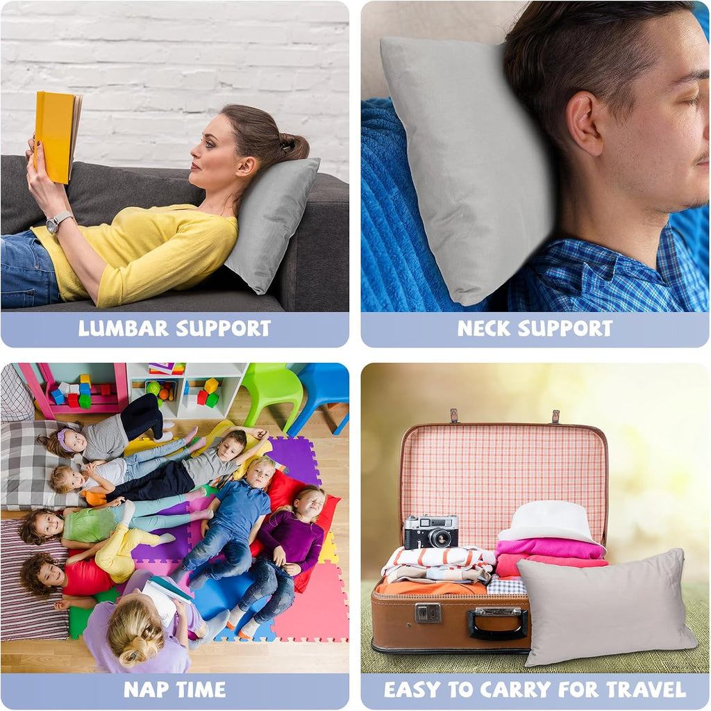 Kigley 6 Pack Mini Pillows Bulk Small Pillows 14"x9" Soft Travel Nap Pillow for Daycare Nap Time Pet Neck Lumbar(Gray) 6 Pack 9 inches Gray