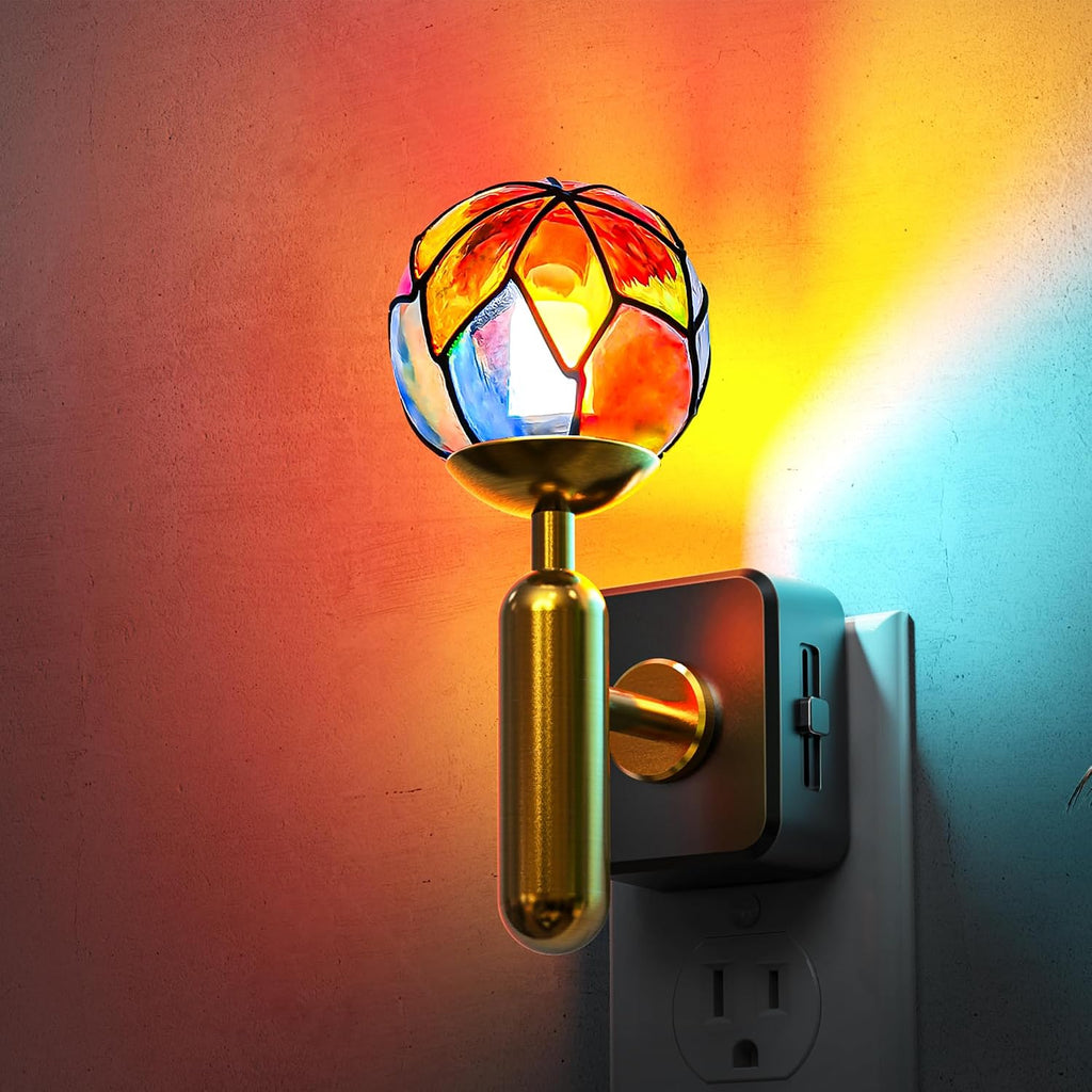 L LOHAS LED Vintage Night Light Plug in with 0-100% Stepless Dimming, Stained Glass Nightlight with Dusk to Dawn Sensor, Aesthetics Plug…