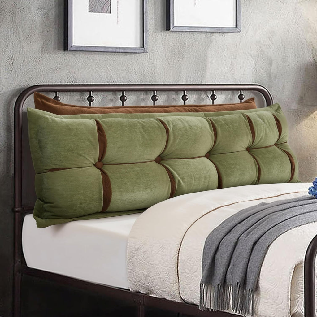 Johnear Headboard Backrest Set of 2 Pack Pillows for Daybed Couch Support Reading Pillows for Sitting in Bed Adult, Soft Chenille Green…