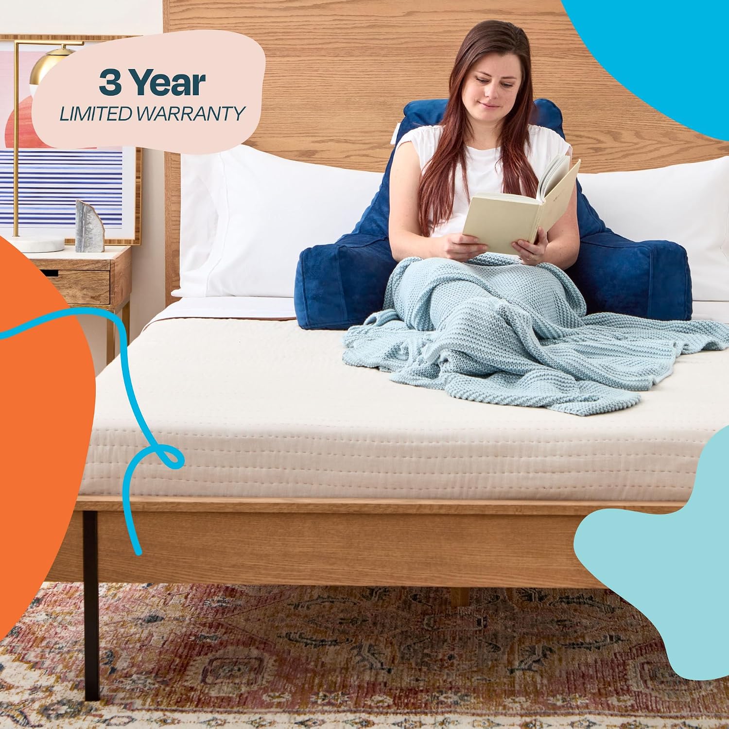 Linenspa Reading Pillow with Shredded Memory Foam- X-Large Size - Back Pillow for Sitting in Bed, Reading, Gaming, Watching TV – Bed…