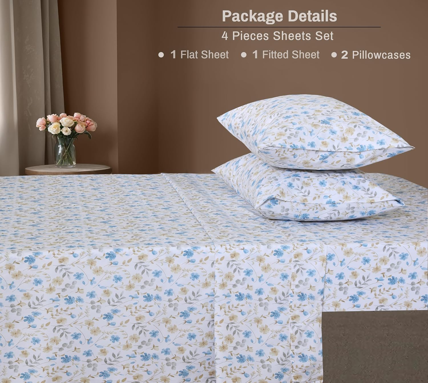 Zoyer 100% Cotton Percale Sheets Queen – Cooling Breathable Bed Sheets for Hot Sleepers, Crisp Hotel Style Bedding, Deep Pocket 16”, Lightw…