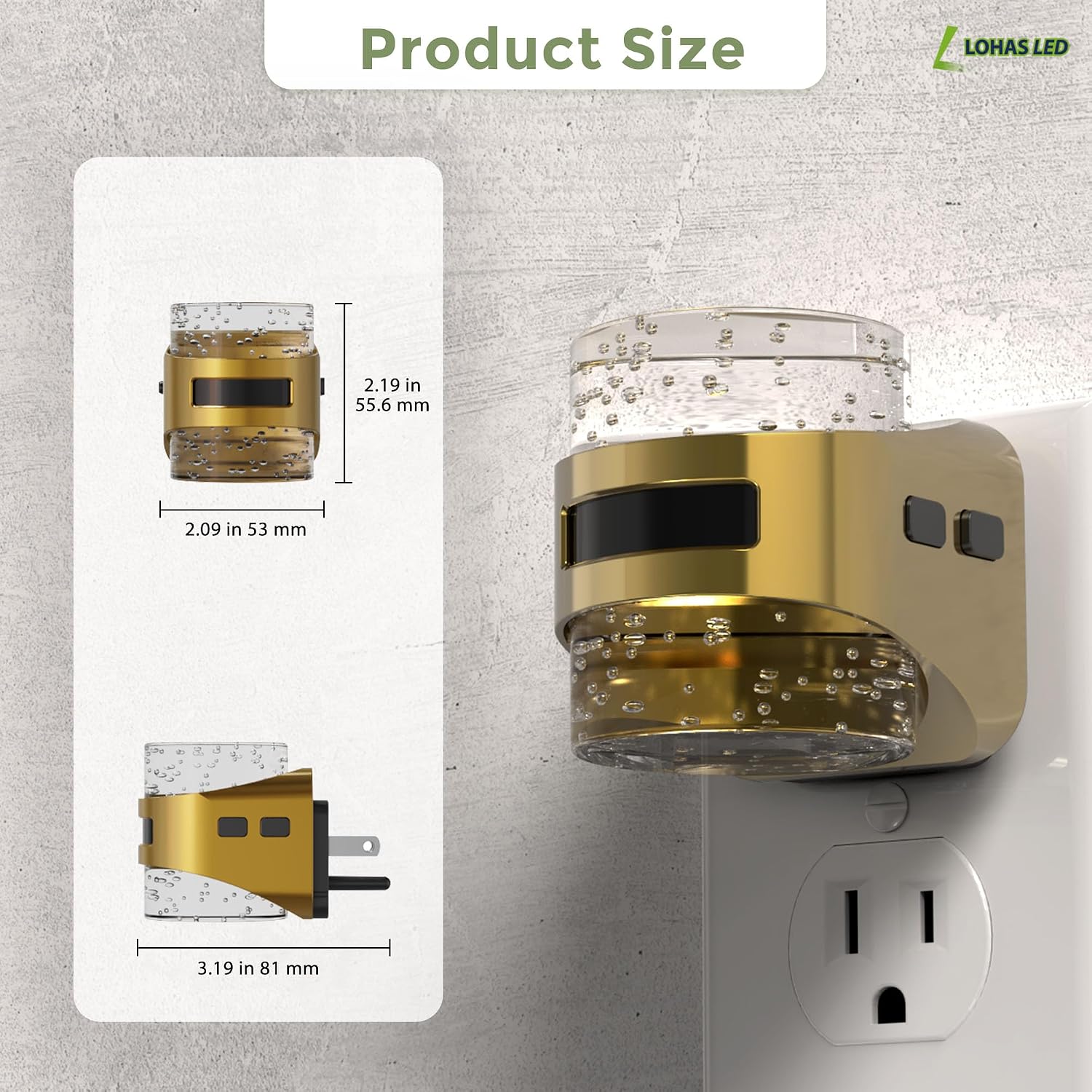 Llohasled L LOHAS LED Motion Sensor Night Light,5CCT Color Temperature Change Night-Light, Dimmable Night Lights Plug into Wall, Acrylic Bub…