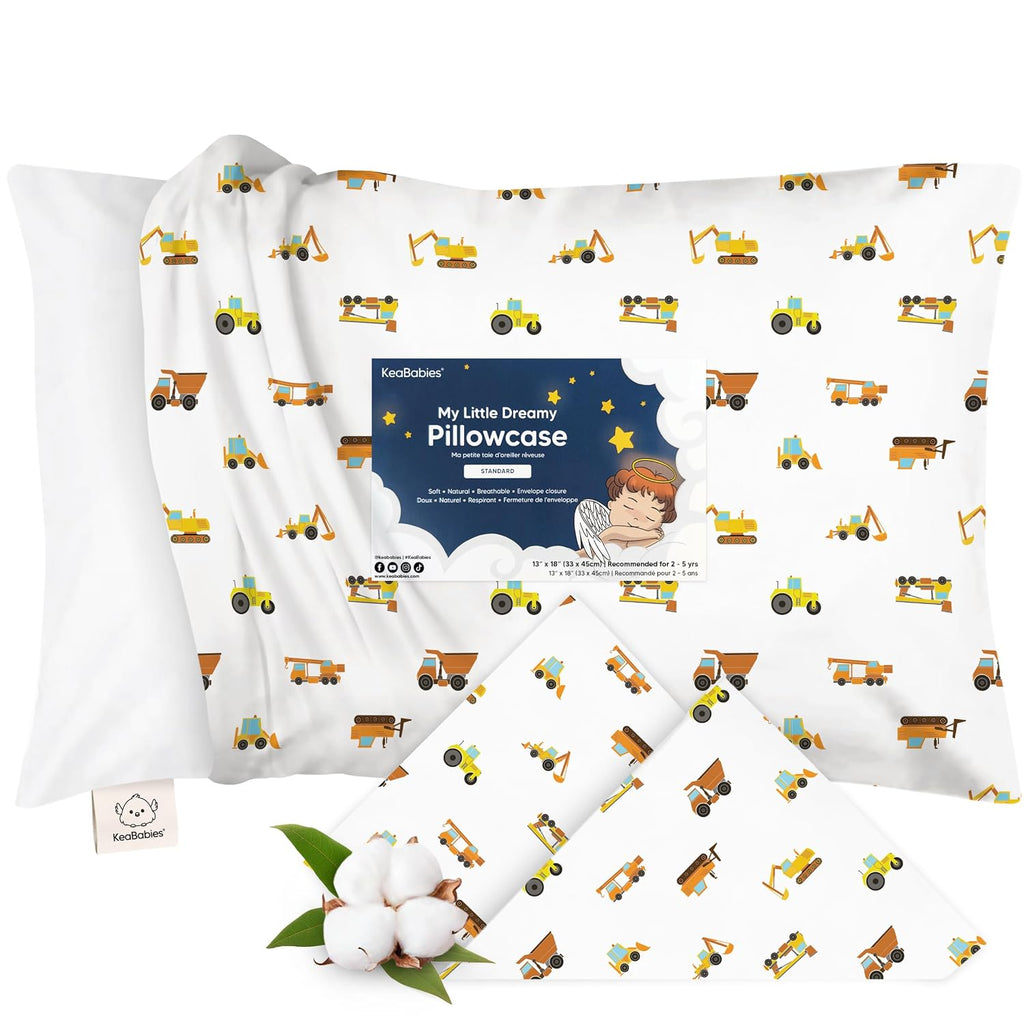 KeaBabies Toddler Pillowcase 13"x18" - Organic Cotton Toddler Pillowcase for Kids, Boys, Girls, Soft & Durable Cotton Cover for Miniature…
