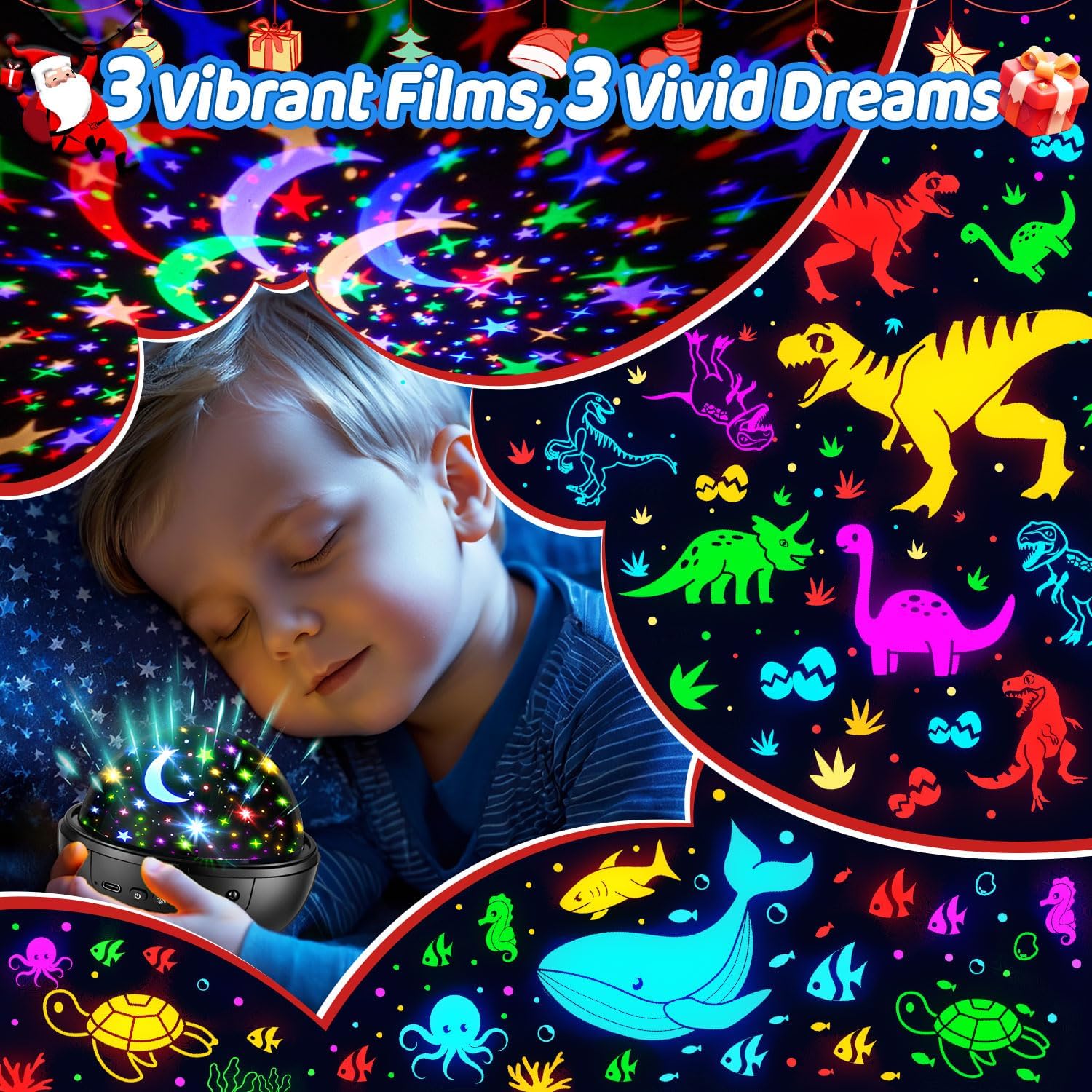 COOLNIGHT Night Light for Kids,93 Lighting+3 Films Kids Night Light Projector, Remote+Dimmable Star Projector,360° Ceiling Stars Glow in…