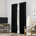 Sun Zero Nordic 2-pack Theater Grade Extreme 100% Blackout Grommet Curtain Panel Pair, 52" x 96", Black